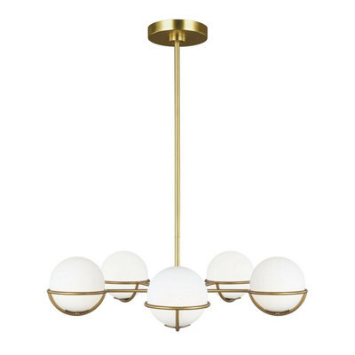 Elegant 5-Bulb Chandelier Pendant Light In Burnished Brass With Led G9 Bulbs - image 1