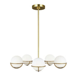 Elegant 5-Bulb Chandelier Pendant Light In Burnished Brass With Led G9 Bulbs - thumbnail 1