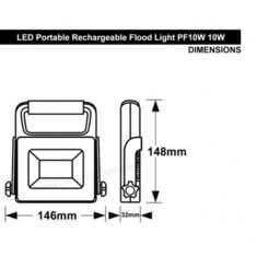 10W Rechargeable Led Work Torch Portable Flood Light Ip65 12V - thumbnail 3