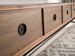 Angel Cerda Stylish Dark Grey Tv Stand With Walnut Top And Steel Legs - thumbnail 6
