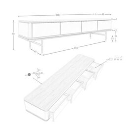 Angel Cerda Stylish Dark Grey Tv Stand With Walnut Top And Steel Legs - thumbnail 7