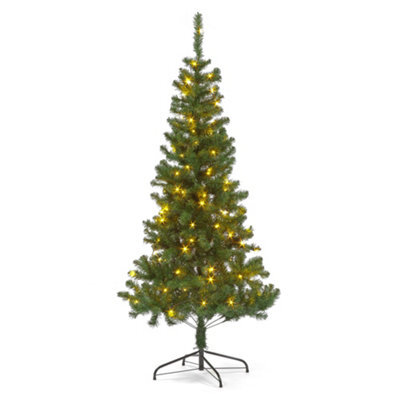 Snowtime 180Cm (6Ft) Pre-Lit Fir Artificial Christmas Tree With 100 Led Warm White Lights - image 1