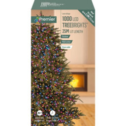 Premier Decorations Limited Premier - 1000 Led Rainbow (Purple, Pink, Turquoise, Orange) Multi-Action Treebrights With Timer, 25M