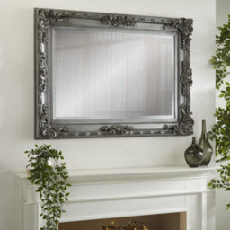 The Online Mirror Shop Wall Mirror Carved Vintage Carved Louis Rectangular Shaped With Silver Ornate Frame H110Cm Xw 80Cm X D6.5Cm