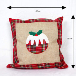 Shatchi Hessian Home Bedroom Office Decorations Burlap Cotton Linen Printed Pillow Covers Christmas Pudding 40X40Cm 40X40Cm - thumbnail 3