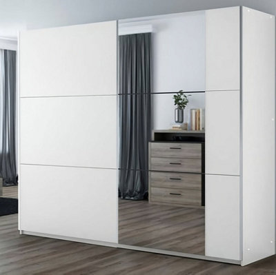 Arte Bastia 250Cm Sliding Door Wardrobe In White Matte And Alpine Spruce - Fresh, Modern Storage Solution - image 1
