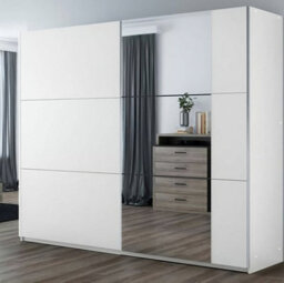 Arte Bastia 250Cm Sliding Door Wardrobe In White Matte And Alpine Spruce - Fresh, Modern Storage Solution - thumbnail 1