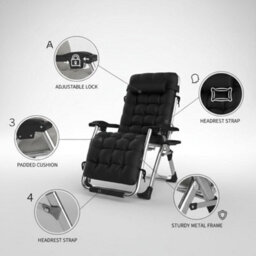 Extra Wide Zero Gravity Reclining Chair 74Cm Foldable Outdoor Lounger With Cushion & Cup Holder, Adjustable Heavy Duty Sun Chair - thumbnail 3