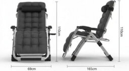 Extra Wide Zero Gravity Reclining Chair 74Cm Foldable Outdoor Lounger With Cushion & Cup Holder, Adjustable Heavy Duty Sun Chair - thumbnail 2