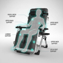 Extra Wide Zero Gravity Reclining Chair 74Cm Foldable Outdoor Lounger With Cushion & Cup Holder, Adjustable Heavy Duty Sun Chair - thumbnail 4