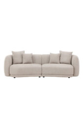 3 Seater Curved Beige Boucle Modular Sofa,  2 Piece Contemporary Sectional With Pillows In Beige Boucle - thumbnail 5