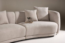 3 Seater Curved Beige Boucle Modular Sofa,  2 Piece Contemporary Sectional With Pillows In Beige Boucle - thumbnail 2