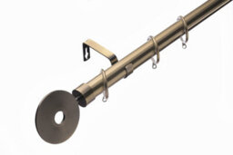 Lister Cartwright 28mm Antique Brass Extendable Metal Curtain Pole Set Rings With Horologue Finial (210 - 350 Cm)