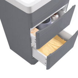 Rinse Bathrooms 600mm Gloss Grey Floor Standing 2 Drawer Vanity Unit Basin Bathroom Storage Furniture - thumbnail 5
