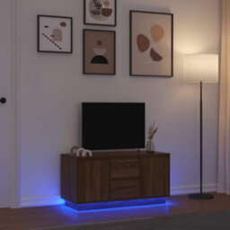 Berkfield Tv Cabinet With Led Lights Brown Oak 100X41X50 Cm - thumbnail 1