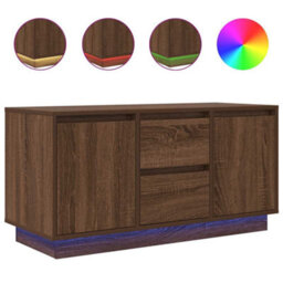 Berkfield Tv Cabinet With Led Lights Brown Oak 100X41X50 Cm - thumbnail 2