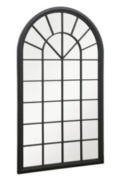 Mirroroutlet The Somerley Large Rustic Black Framed Arched Leaner Metal Wall Mirror 160Cm X 91Cm - thumbnail 3