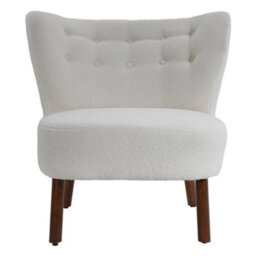 Living And Home Armchair Set White Upholstered Accent Chair Armchair Recliner Chair And Footstool With Wood Legs - thumbnail 3