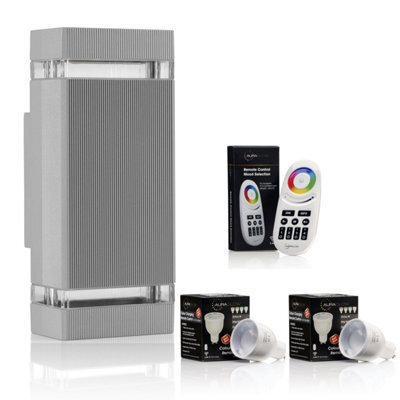 Auraglow Remote Control Colour Changing Up & Down Wall Light - Dorchester - Silver - image 1