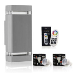 Auraglow Remote Control Colour Changing Up & Down Wall Light - Dorchester - Silver - thumbnail 1