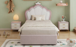Btm 3Ft Kids Velvet Ottoman Bed, Hydraulic Storage Bed Frame, Upholstered Bed, Pink, 90X190Cm - thumbnail 7