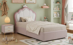 Btm 3Ft Kids Velvet Ottoman Bed, Hydraulic Storage Bed Frame, Upholstered Bed, Pink, 90X190Cm - thumbnail 8