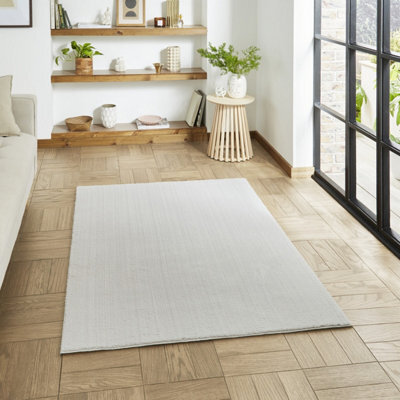 Grey Plain Shaggy Washable Rug, Stain-Resistant Anti-Shed 16mm Thick Modern Rug For Bedroom, Living Room-160Cm X 230Cm - image 1