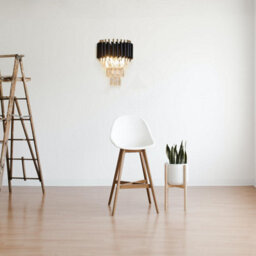 2 Light Modern Wall Light Indoor With 3 Tiers Crystals, Black & Gold Finish E14 Luxury Lamp - thumbnail 7