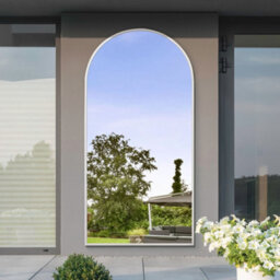 Mirroroutlet The Arcus White Framed Arched Garden Mirror 200Cm X 100Cm