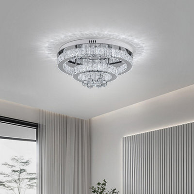 Komore Chrome Finish Stainless Steel Crystal Ceiling Light 50Cm Dia Cool White - image 1
