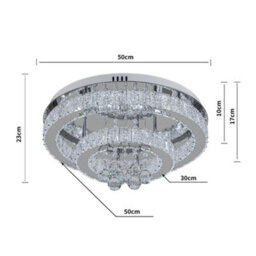 Komore Chrome Finish Stainless Steel Crystal Ceiling Light 50Cm Dia Cool White - thumbnail 8