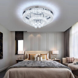 Komore Chrome Finish Stainless Steel Crystal Ceiling Light 50Cm Dia Cool White - thumbnail 3