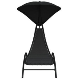 Walplus Sun Lounger With Canopy Black 167X80X195 Cm Fabric And Steel - thumbnail 3