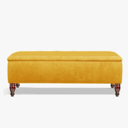 Lisbon Plain 150Cm Ottoman Storage Bench - Plush Velvet Shoe Bench - Mustard Gold Upholstery Footstool With Storage