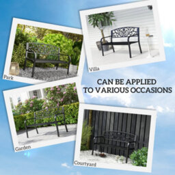 Outsunny Metal Garden Bench 2 Seater Porch Patio Park Chair Seat Outdoor Relax - thumbnail 6