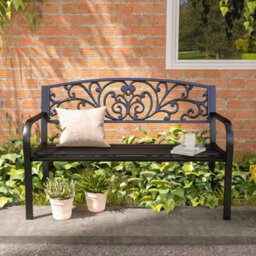 Outsunny Metal Garden Bench 2 Seater Porch Patio Park Chair Seat Outdoor Relax - thumbnail 7