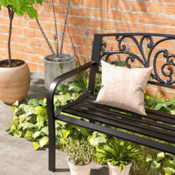 Outsunny Metal Garden Bench 2 Seater Porch Patio Park Chair Seat Outdoor Relax - thumbnail 9