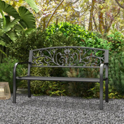 Outsunny Metal Garden Bench 2 Seater Porch Patio Park Chair Seat Outdoor Relax - thumbnail 8