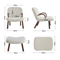 Darphe Sherpa Armchair And Footstool Set With Wooden Legs - thumbnail 5