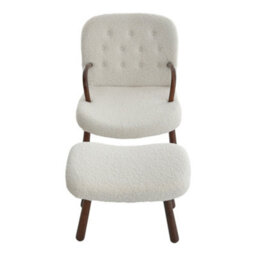 Darphe Sherpa Armchair And Footstool Set With Wooden Legs - thumbnail 2