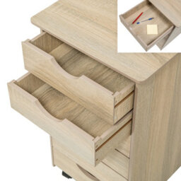 Tectake Chest Of Drawers, 6 Drawer Wooden Filing Cabinet With 4 Swivel Wheels - 1 - Wood Light, Oak Sonoma - thumbnail 3