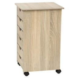 Tectake Chest Of Drawers, 6 Drawer Wooden Filing Cabinet With 4 Swivel Wheels - 1 - Wood Light, Oak Sonoma - thumbnail 2