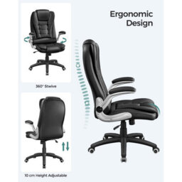 Songmics Office Swivel Chair With 76 Cm High Back Large Seat And Flip-Up Armrest Computer Desk Executive Chair Pu Obg51Buk - thumbnail 5