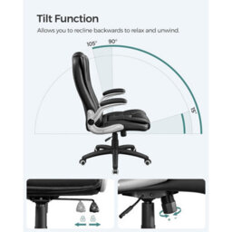 Songmics Office Swivel Chair With 76 Cm High Back Large Seat And Flip-Up Armrest Computer Desk Executive Chair Pu Obg51Buk - thumbnail 4
