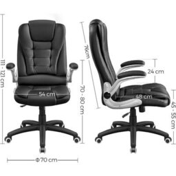 Songmics Office Swivel Chair With 76 Cm High Back Large Seat And Flip-Up Armrest Computer Desk Executive Chair Pu Obg51Buk - thumbnail 8