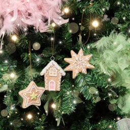 Melody Maison Set Of 3 Assorted Colourful Gingerbread Cookie Christmas Tree Baubles - thumbnail 2