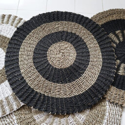 Serenityy Round Seagrass Rug Black & Tan Circles 1M - Wicker, Matt Finish - thumbnail 2