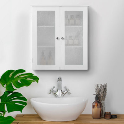 Teamson Home Wall Mounted Bathroom Cabinet With 2 Glass Doors, Bathroom Storage, White - image 1