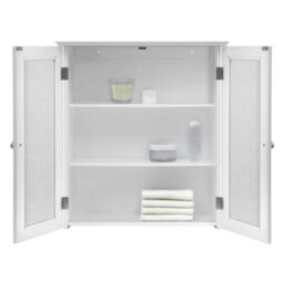 Teamson Home Wall Mounted Bathroom Cabinet With 2 Glass Doors, Bathroom Storage, White - thumbnail 7