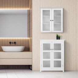 Teamson Home Wall Mounted Bathroom Cabinet With 2 Glass Doors, Bathroom Storage, White - thumbnail 3